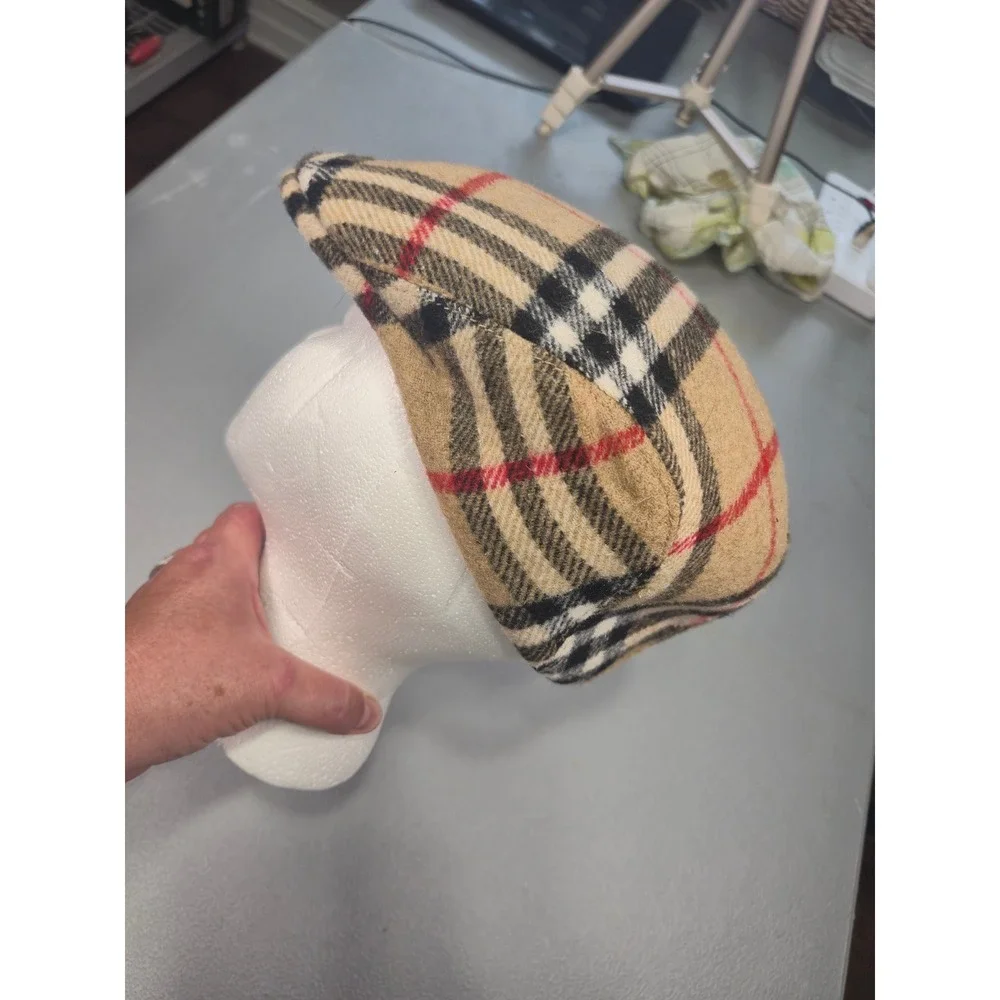 Nova Check Flat Cap 100% Wool Made in Italy Beige Plaid Driver Hat L